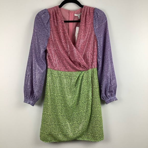 NWT Olivia Rubin Meg Colorblock Sequin Mini Dress - Picture 2 of 8